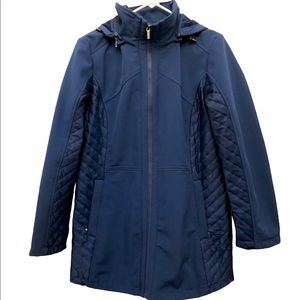 Jones New York Quilted Blue Winter Coat Sz M.
